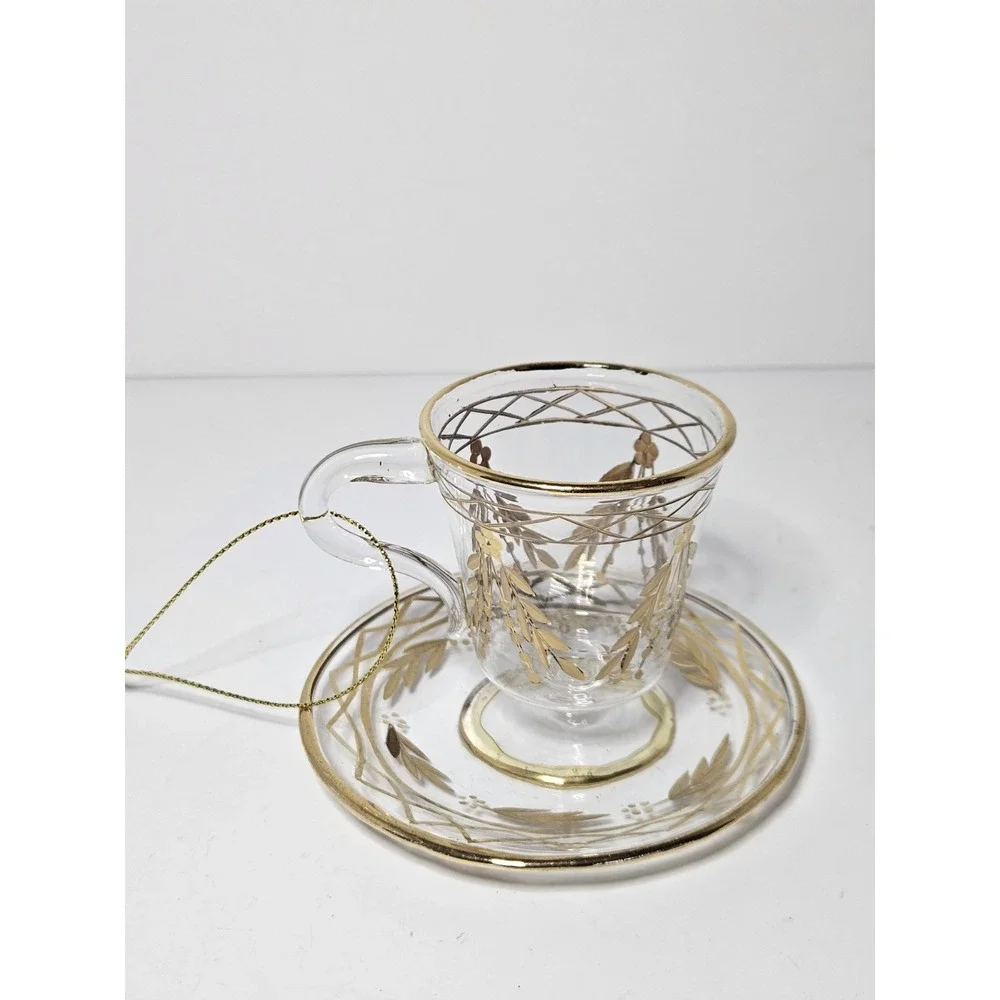 Vintage Tea Pot Mini Glass Hanging Decorative Ornament Holiday Tree